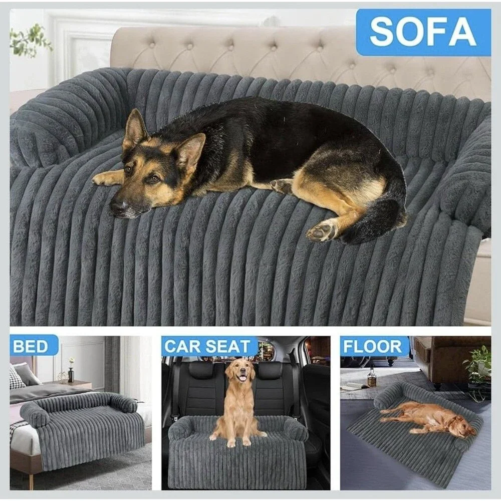 Wn's Day Luxurious Dog Couch Bed, Washable Calming Dog Couch Cover, Removable...